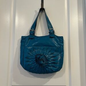 Bueno Teal Spiral-Pleat Shoulder Bag